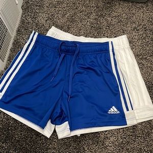 White and blue adidas athletic shorts never worn